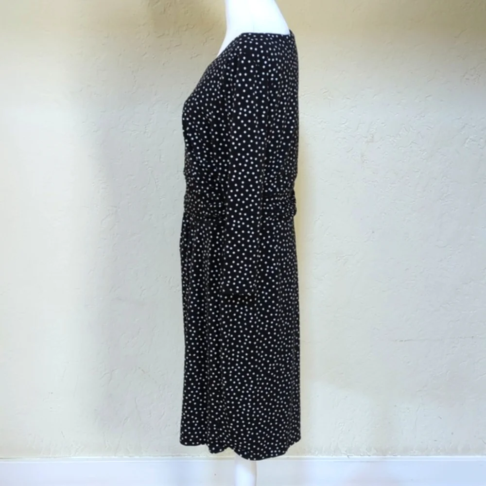 Ann Taylor Black and White Cinched Waist 3/4 Sleeve Sheath Dress Size 12 - Picture 6 of 11